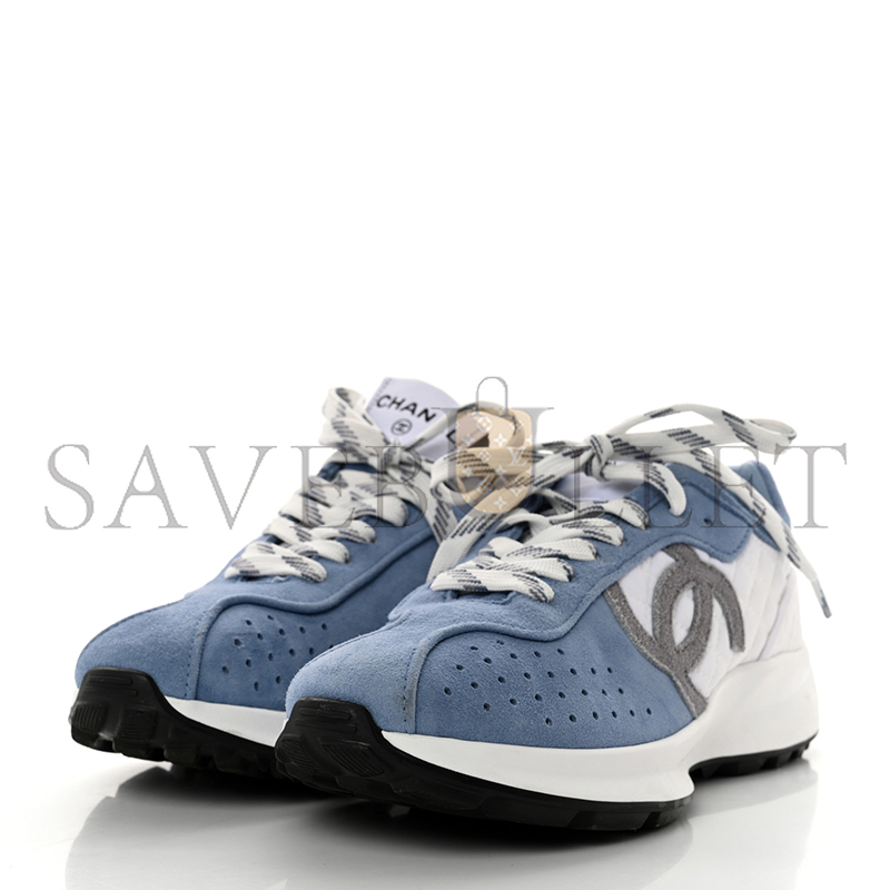 CHANEL SNEAKERS FABRIC & SUEDE KIDSKIN BLUE & WHITE G39074 Y55825 K4274 CHANEL SNEAKERS FABRIC & SUEDE KIDSKIN BLUE & WHITE G39074 Y55825 K4274